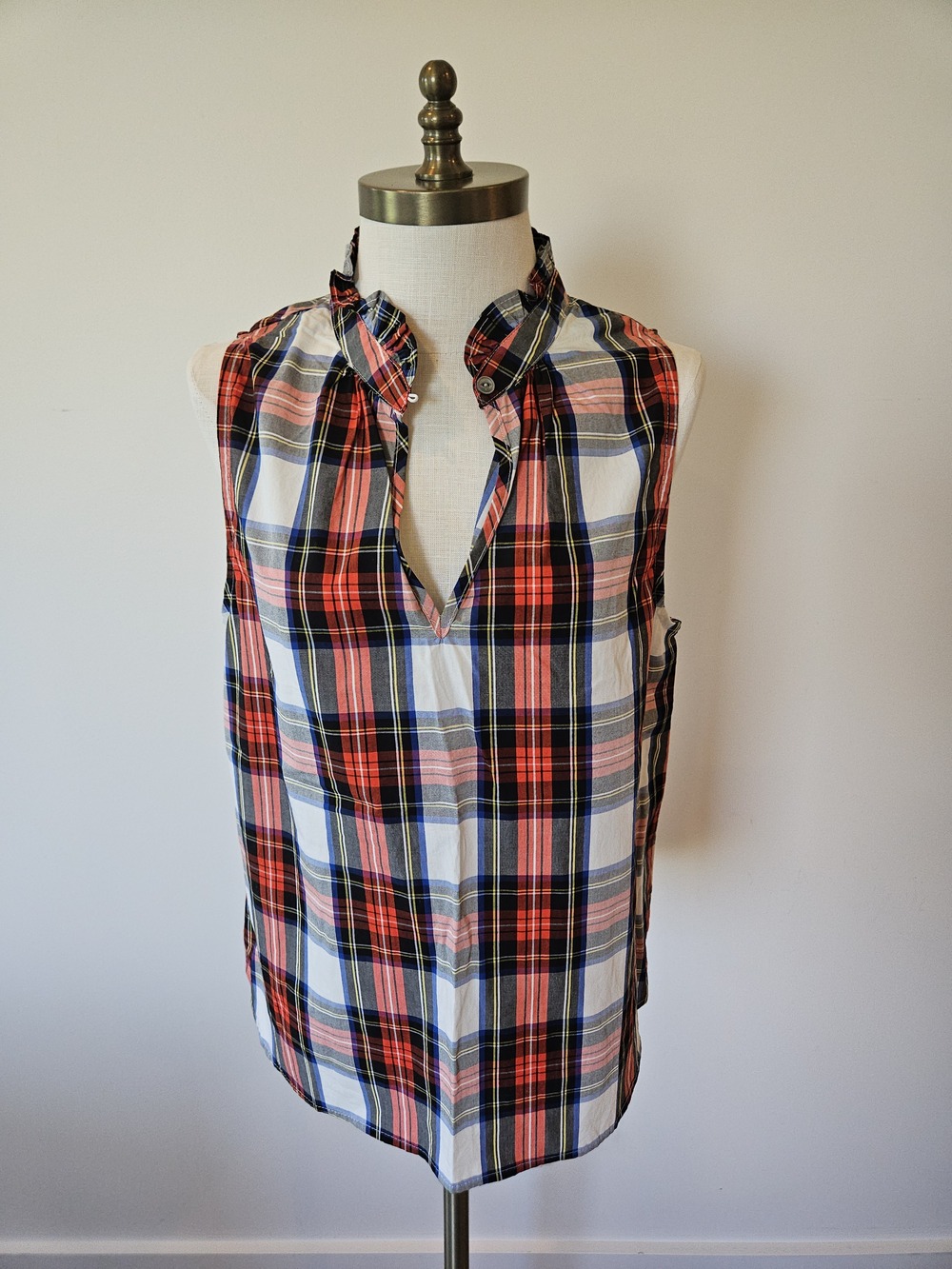 J.Crew Red Navy Plaid Button Down Shirt Size 8